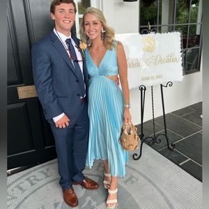 Abercrombie Satin Pleated Cutout Maxi Dress